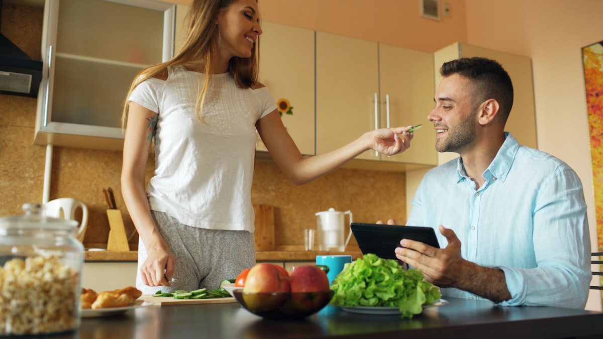 Male athlete preparing nutritious meal